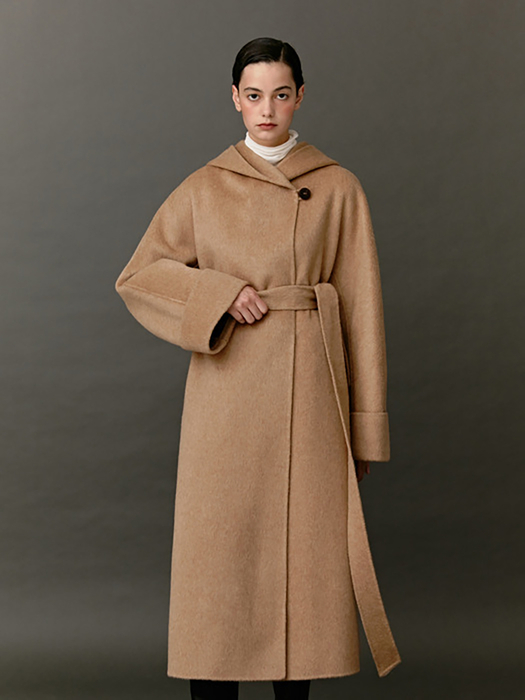 TWF CAMEL HAIR SHAWL HOODED COAT [HAND MADE] _2COLORS