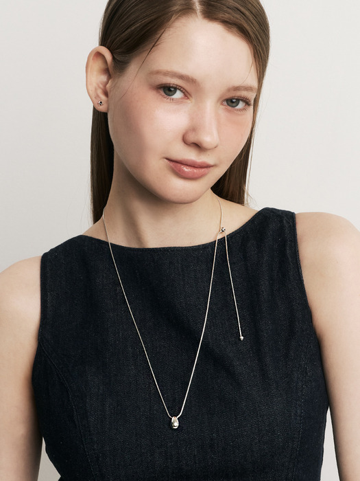 [W컨셉 단독]pebble long snake chain necklace