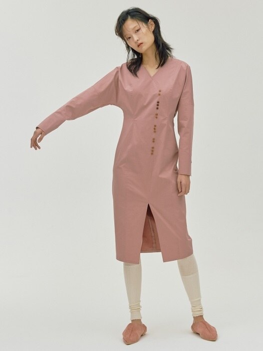 Two-three Button Dress_Pink