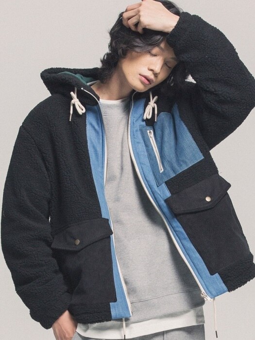 Heavy Fleece Mixed Parka (black)