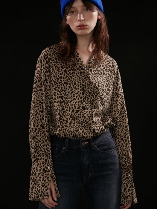 Shirts Leopard Pearl Button Brown