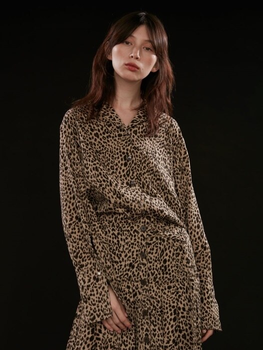 Shirts Leopard Pearl Button Brown