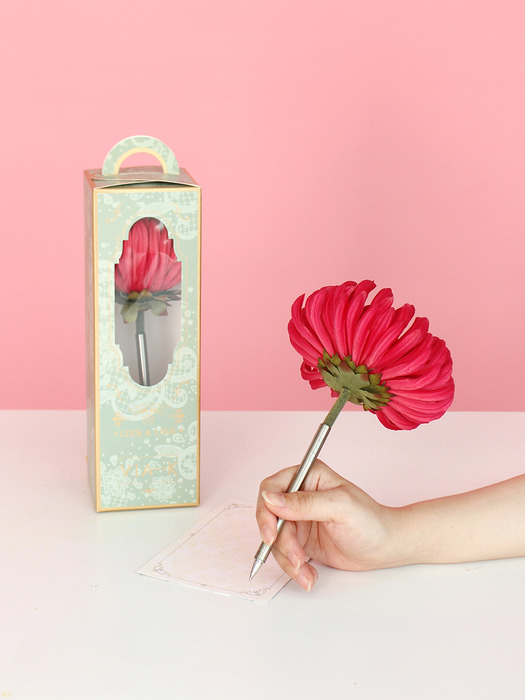 magenta chrysanthemum flower pen