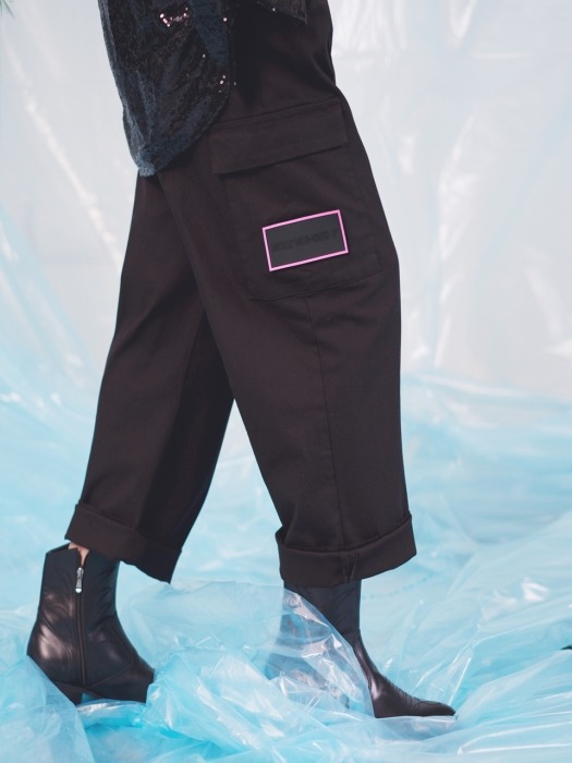 Chino wide cargo pants_BLACK