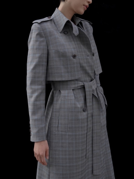 PLAIN WOOL TRENCH _ GREY 