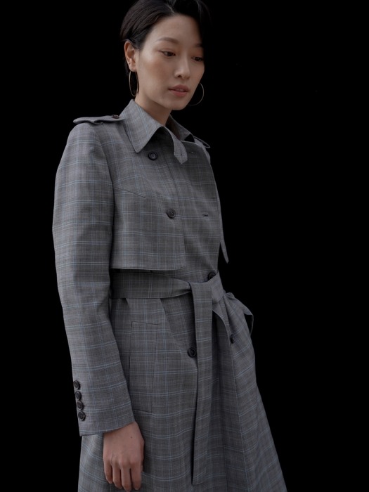 PLAIN WOOL TRENCH _ GREY 