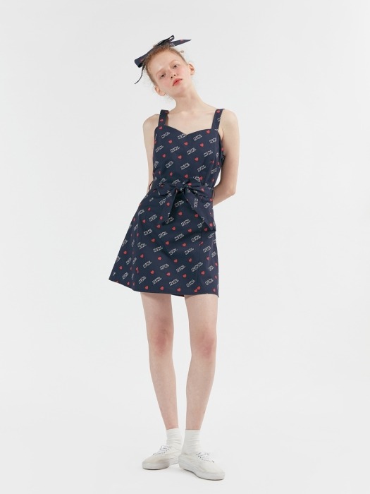 HEART LOGO PATTERN ONEPIECE_navy