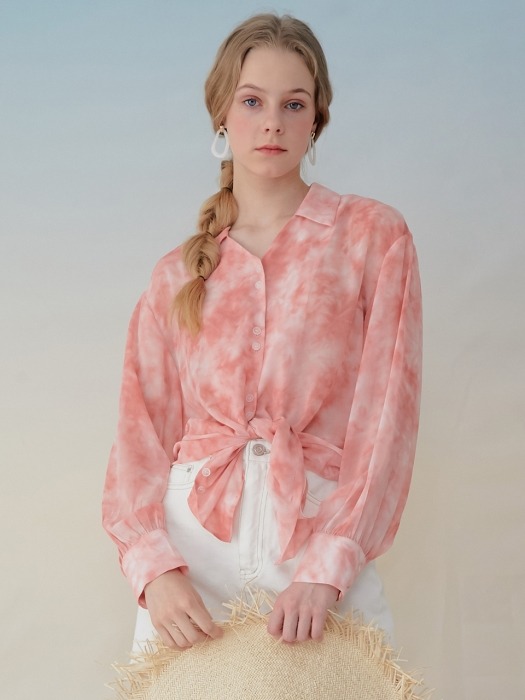 monts 931 see-through printing blouse (pink)
