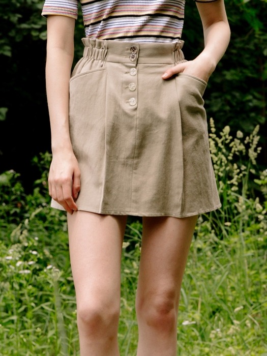 comos190 front button a line skirt (khaki)