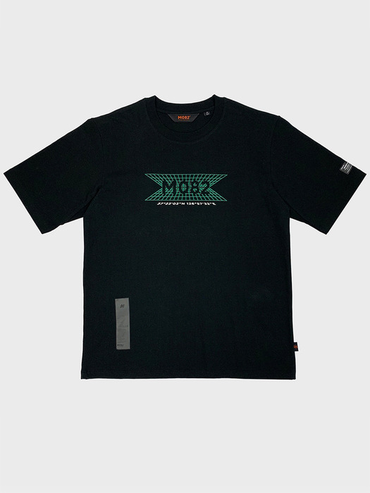 Black M082 Mesh Logo Print T-Shirt