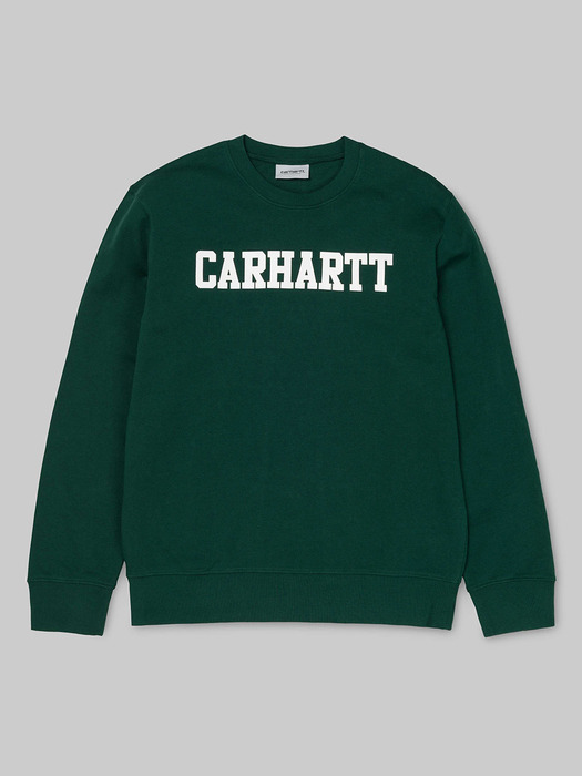 COLLEGE SWEATSHIRT-DARK FIR/WHITE