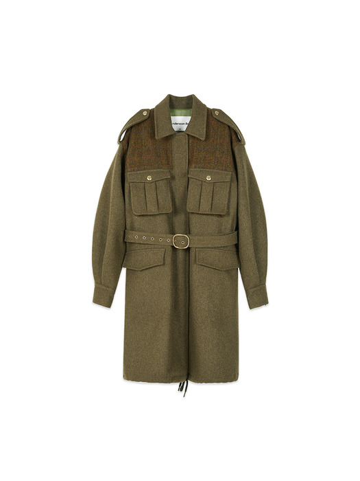 CONTRAST MILITARY M-65 FIELD COAT awa223w(KHAKI)