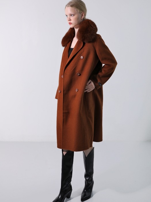 Fox fur Wool Brown Coat