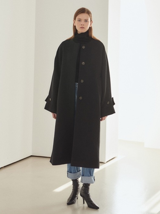 19WN collarless slit coat [BK]