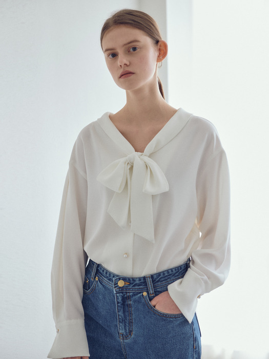 20SN tie blouse [WH]