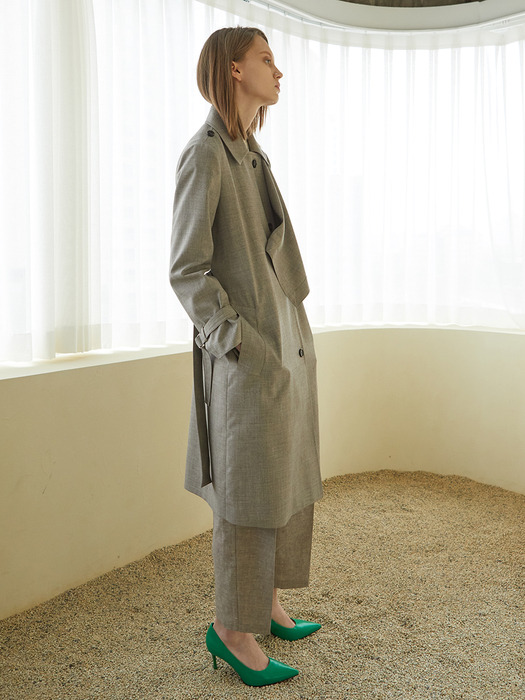 LERA_TRENCH COAT WITH SCARF_MELAGE BEIGE