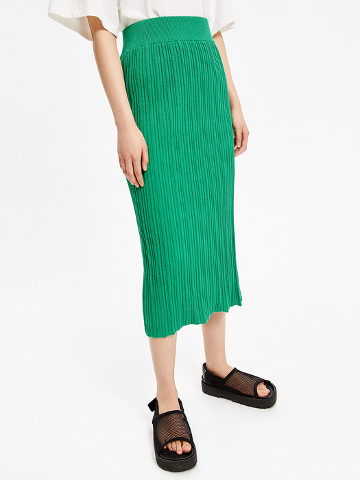 Green knit skirt_B205AWS014GN