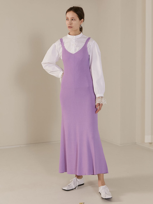 [TC20SSKN06]LONG AND LEAN KNIT SLIP DRESS [PURPLE]