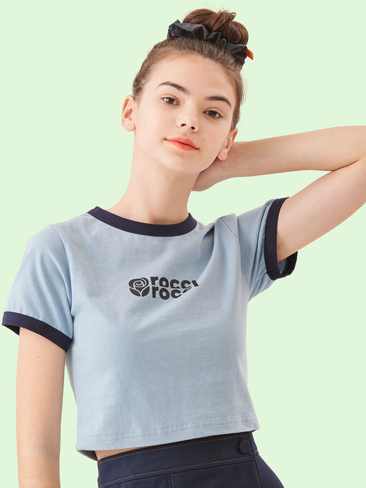 RCRC Ringer Crop T-shirts [SKY BLUE]