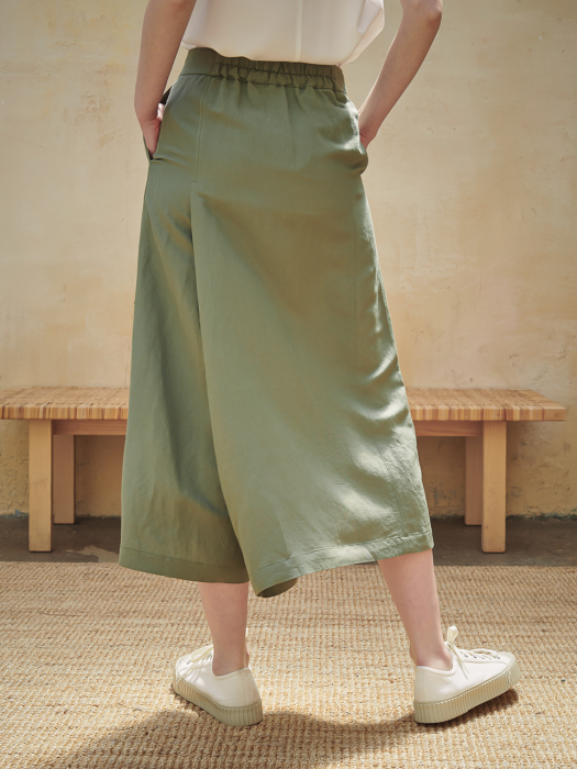 Skirt Detail Wide Pants_ Khaki