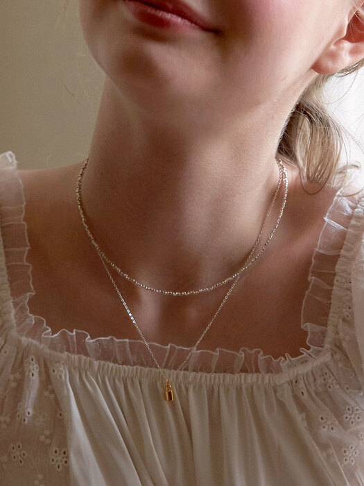 [SET]winkle beads & lock necklace