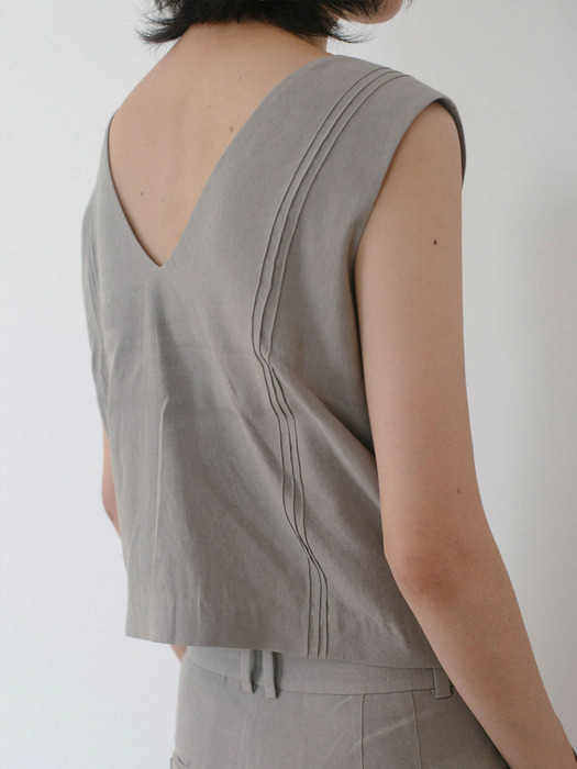  Line linen sleeveless vest (Grey)