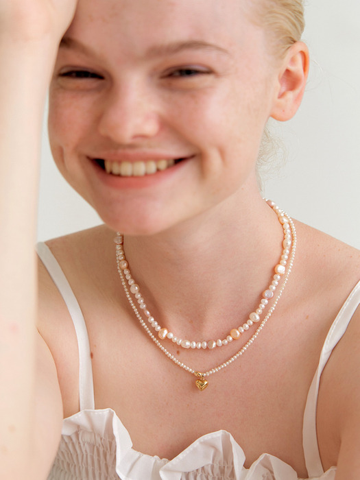 pompom mix pearl necklace (Silver 925)