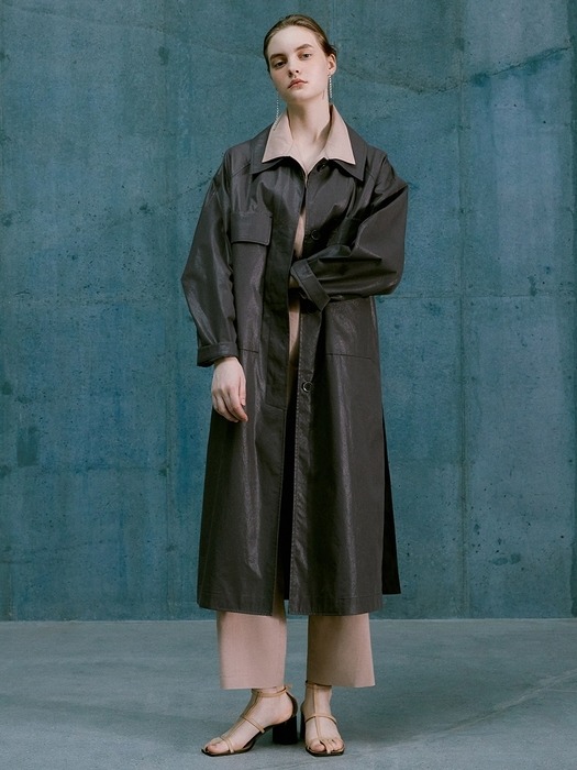 wide collar belted trench coat VWTCKI0100