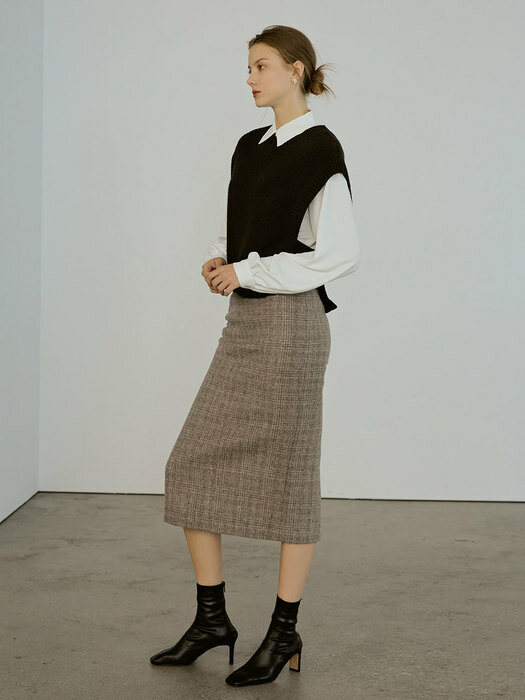 Warm Check Midi Skirt(Brown)