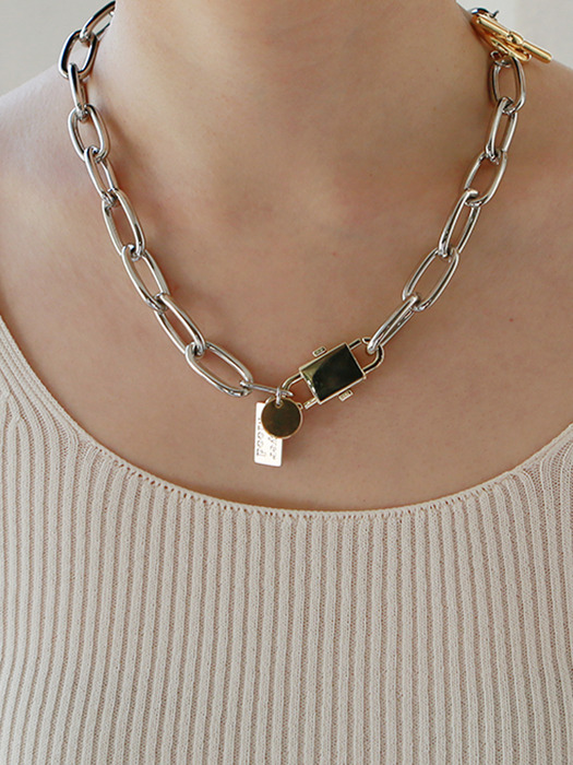 mix padlock chain necklace-mix