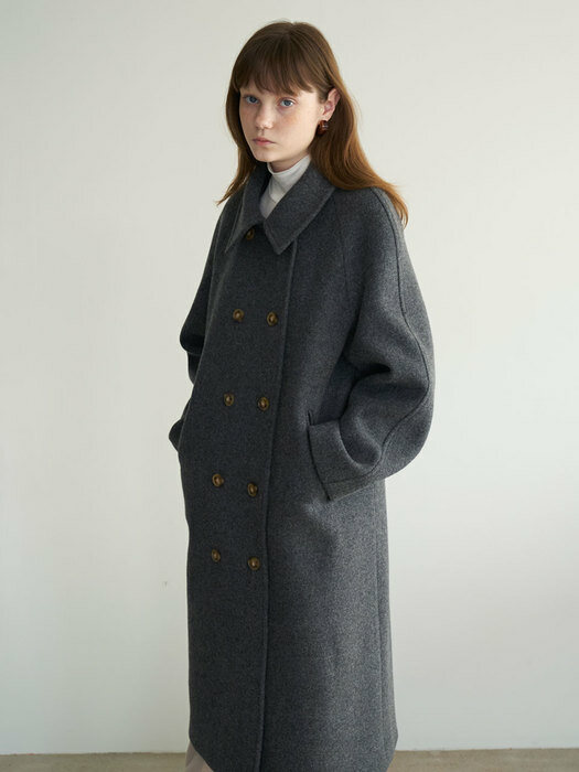 20 Winter_Melange Grey Double-Breasted Coat 