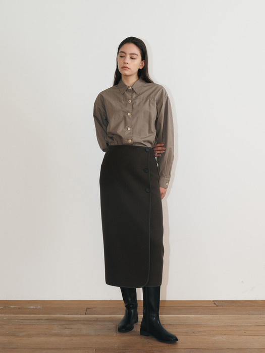  Wool wrap Skirt(brown)
