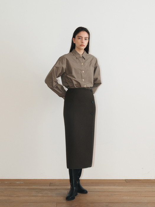  Wool wrap Skirt(brown)