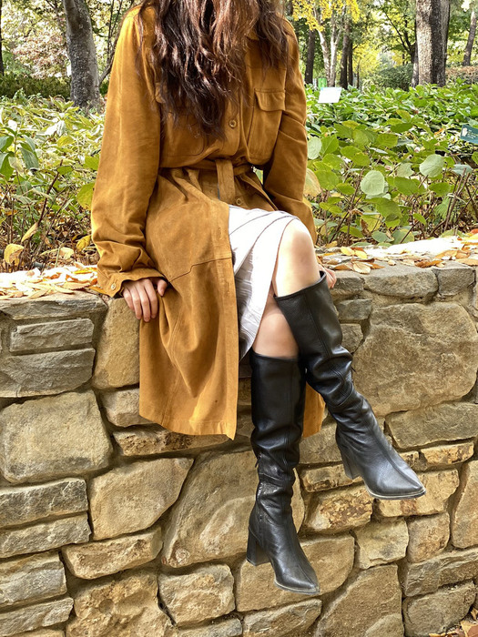 70s Slouchy Long Boots (Black)