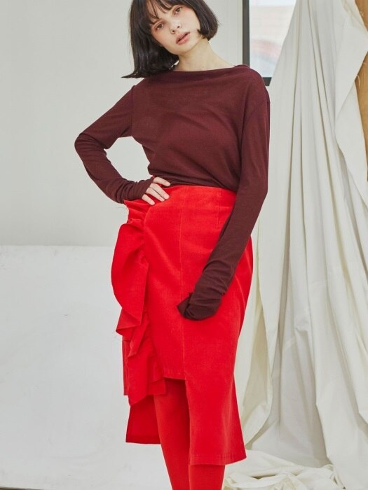 [리퍼브]Corduroy Ruffle Skirts_Red