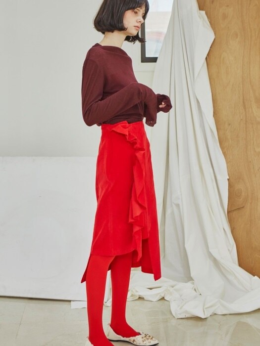 [리퍼브]Corduroy Ruffle Skirts_Red