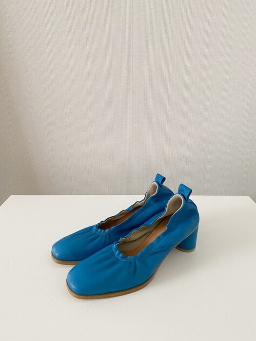 la shirring heel-aqua blue