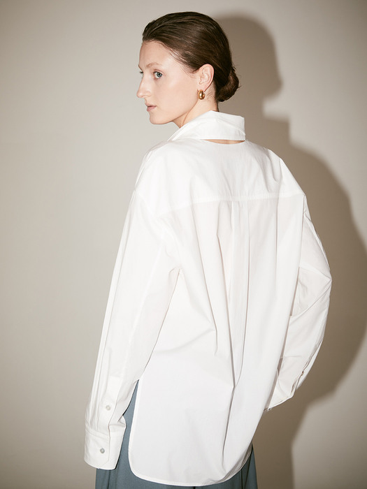 LYES Oversized Double Collar Cotton-Poplin Shirt_Off White