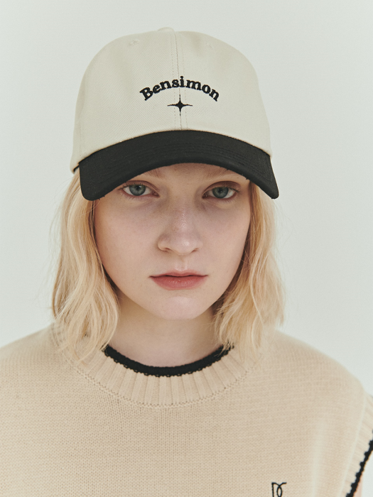 BENSIMON EYE LOGO BALL CAP - BLACK&BEIGE