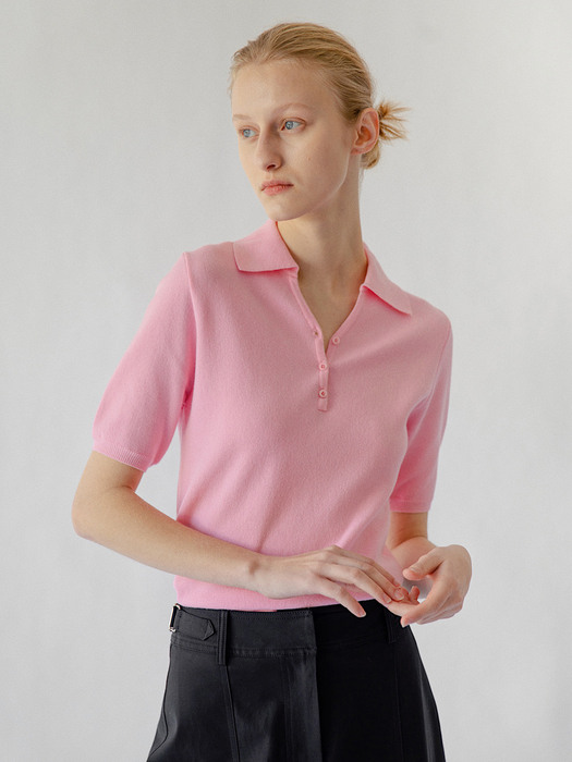 Rive Polo Knit in Pink