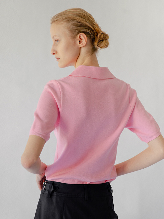 Rive Polo Knit in Pink