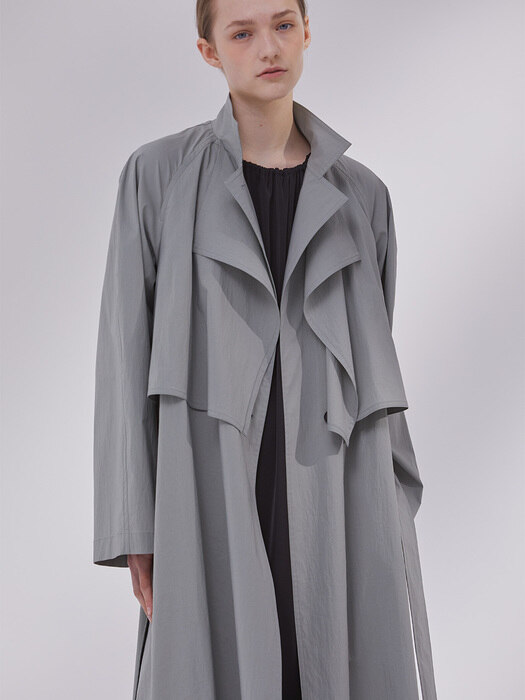 DEMERE LAYERED TRENCH COAT (LIGHT GRAY)