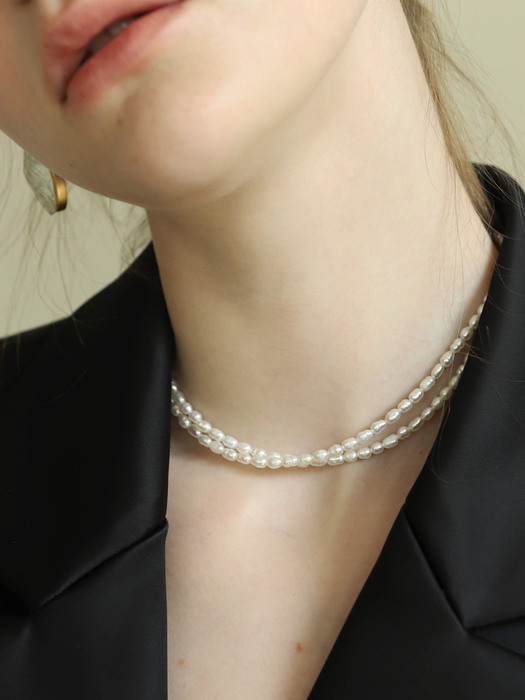 Double Pearl Chocker Necklace