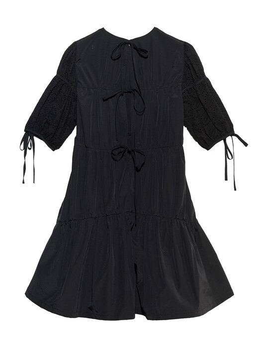 RIRI TIERED DRESS WITH HEADBAND-BLACK