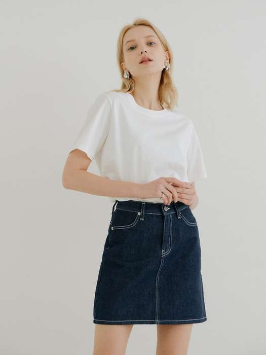 SUMMER DENIM SKIRT_DARK BLUE