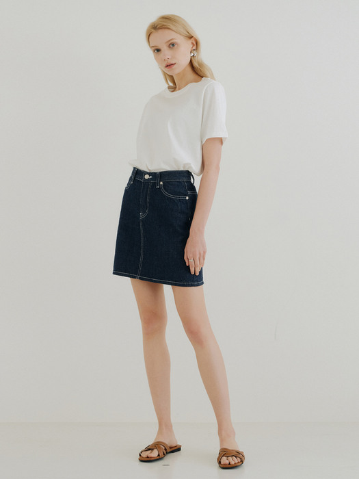 SUMMER DENIM SKIRT_DARK BLUE