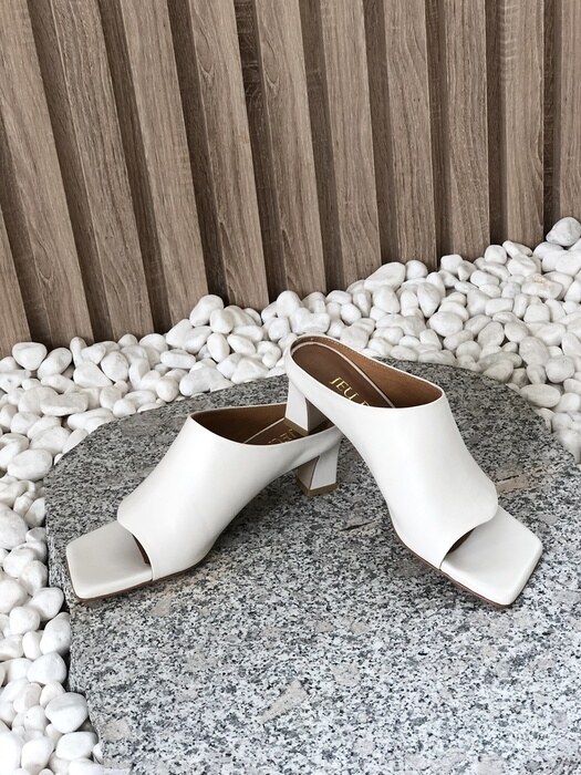 modern square unlined mules ivory