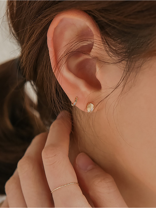 14K Gold Cutting Mini Onetouch Earring (14k골드)