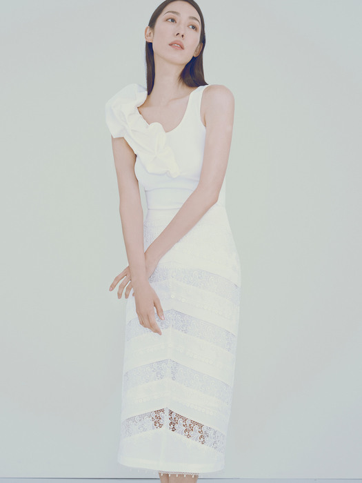Panel Lacy Dress(WHITE)