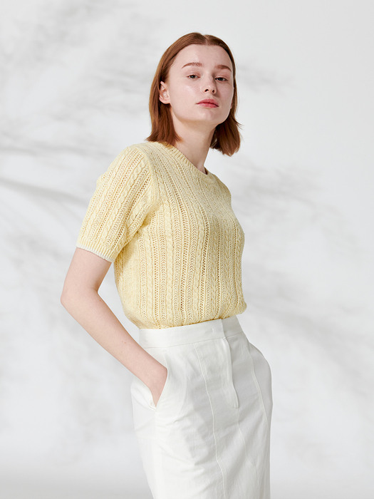 Linnen knit top (light lemon)